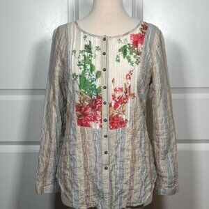 Aratta Silent Journey Anthropologie Stripe & Floral Relaxed Shirt